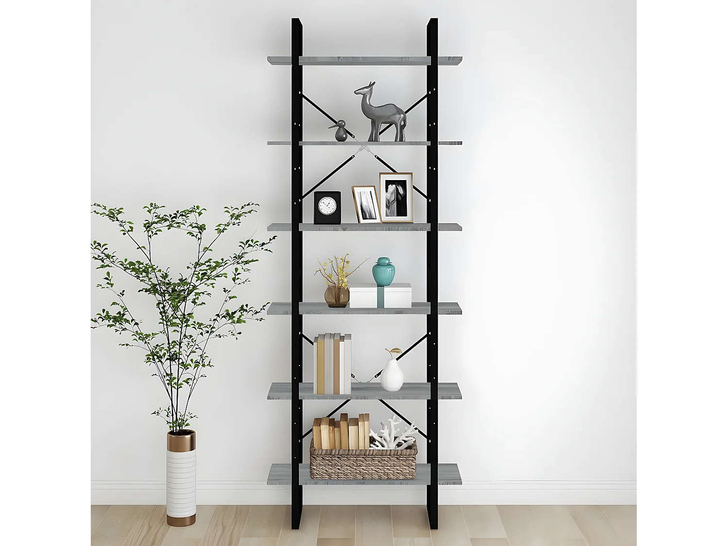 Armoire haute Sonoma gris 80x30x210 cm Bois d'ingénierie