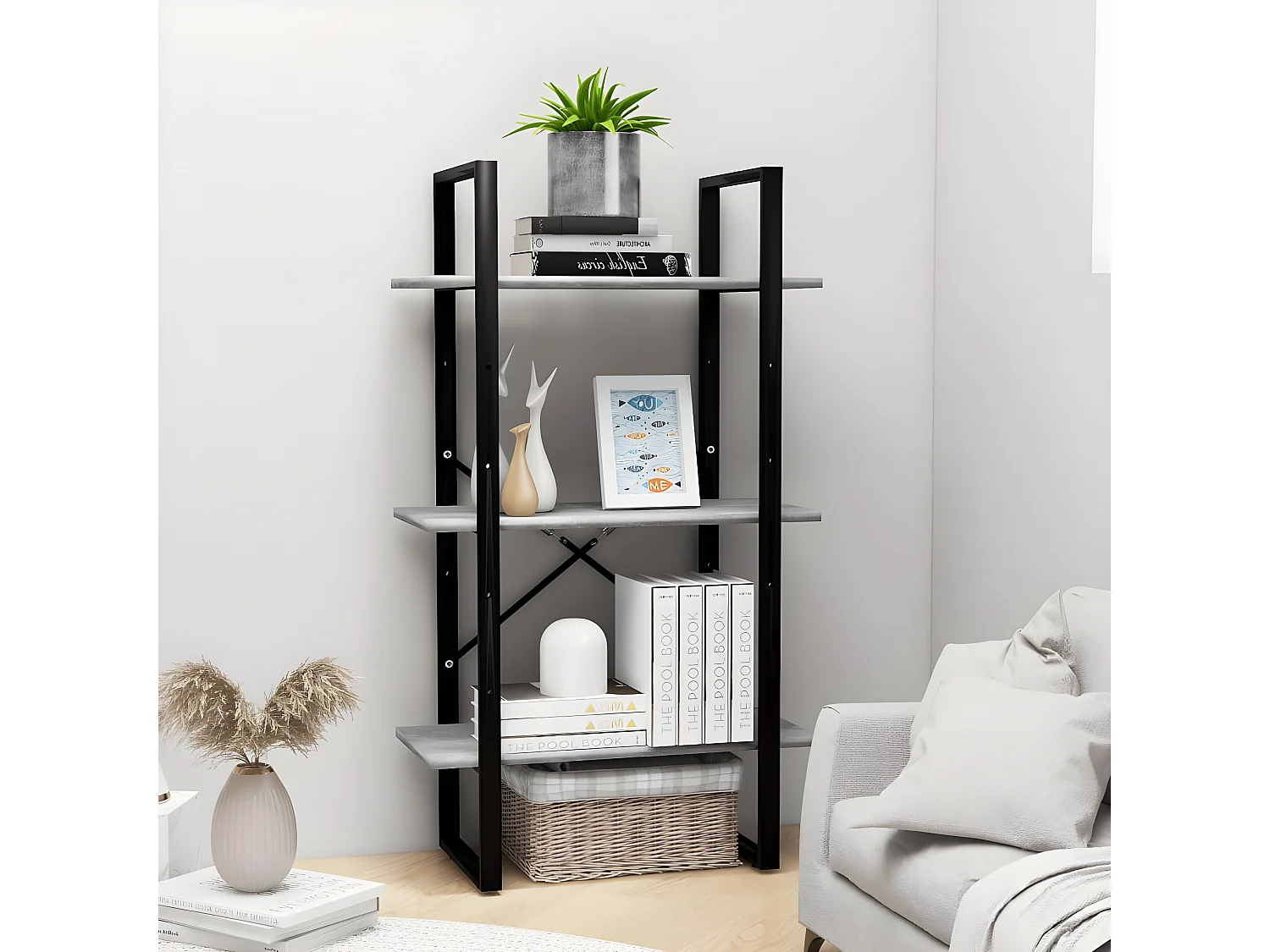 Étagère de rangement Gris béton 60x30x105 cm Aggloméré