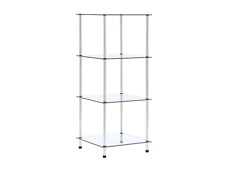 Étagère 4 niveaux Transparent 40x40x100 cm Verre trempé