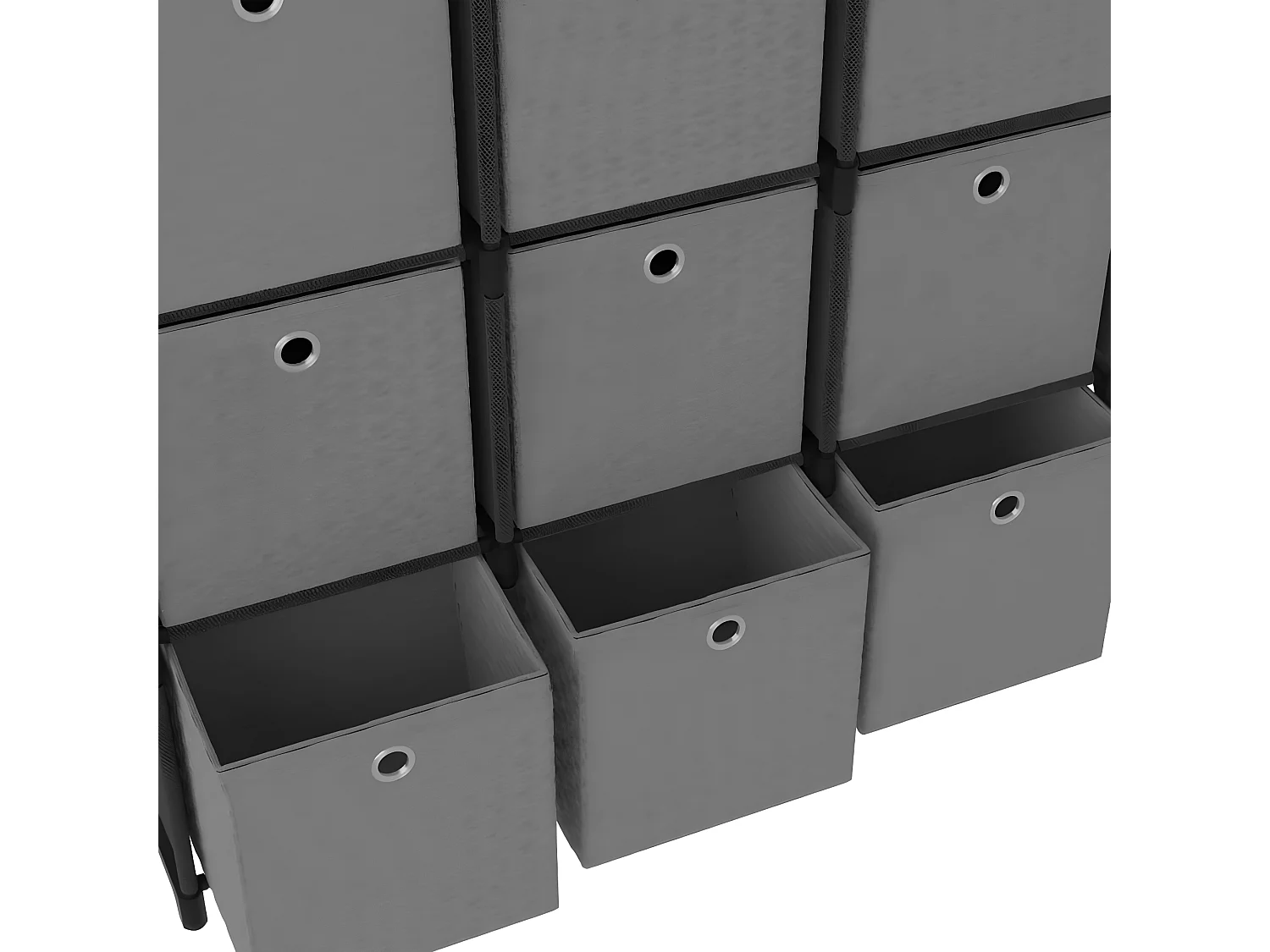 Étagère à 12 cubes avec boîtes Noir 103x30x141 cm Tissu