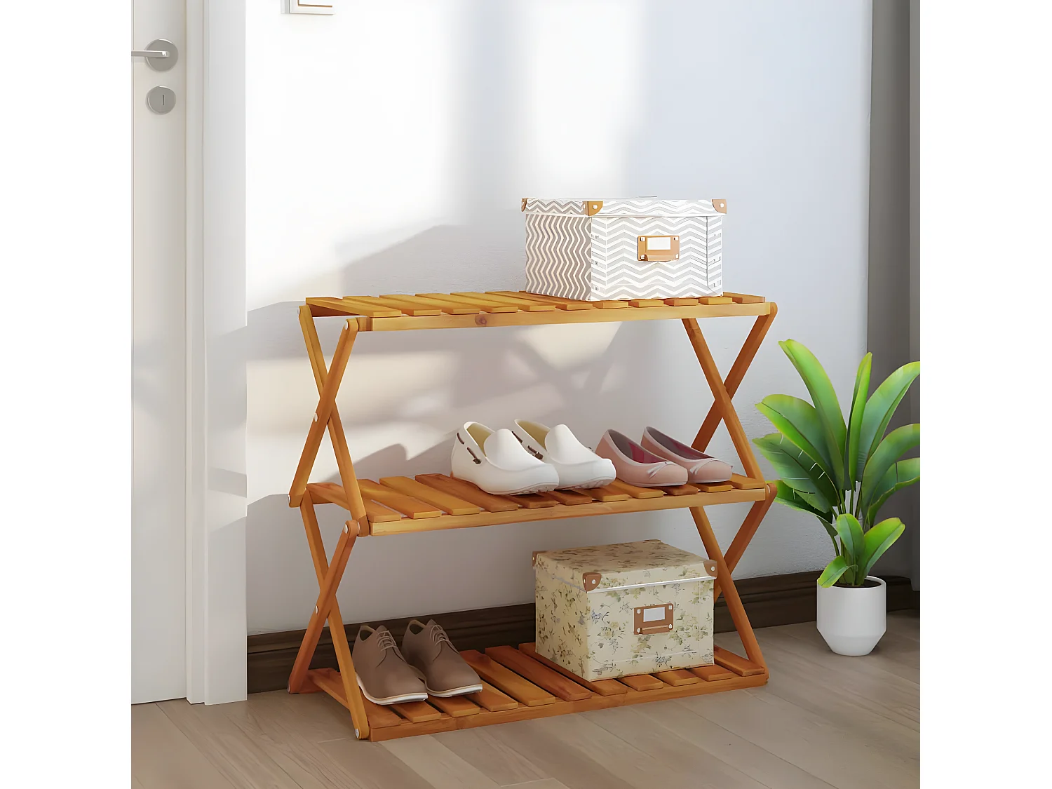 Prateleira dobrável 3 níveis 70x31x63 cm acácia maciça castanho