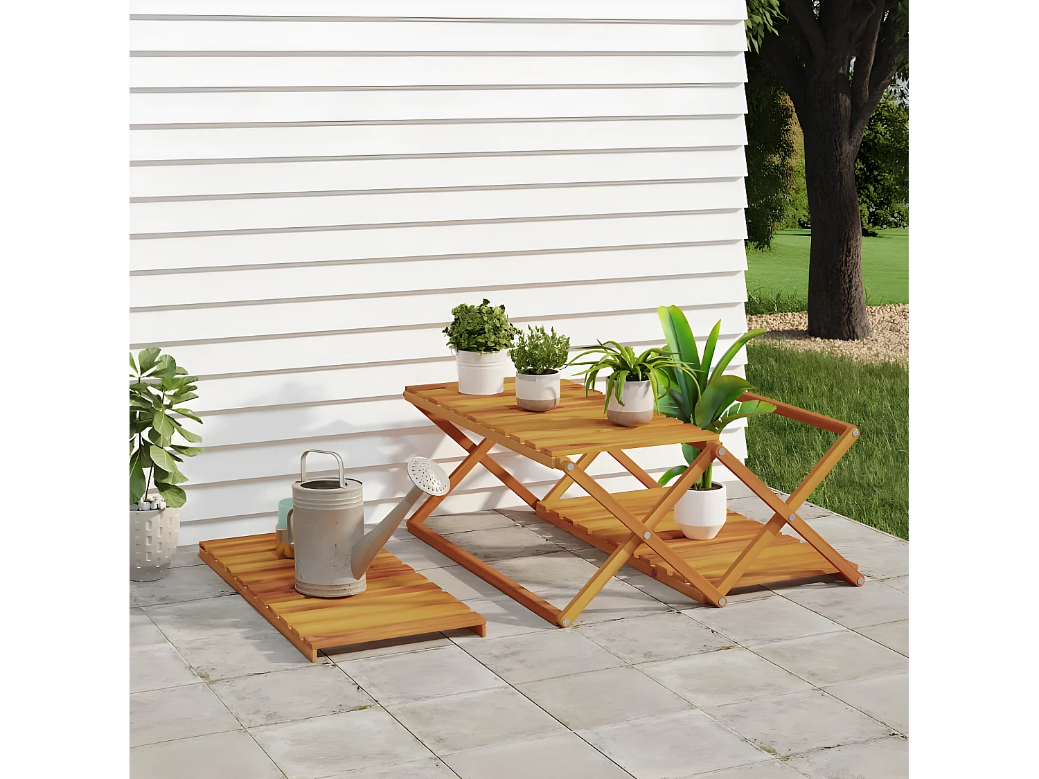 Prateleira dobrável 3 níveis 70x31x63 cm acácia maciça castanho