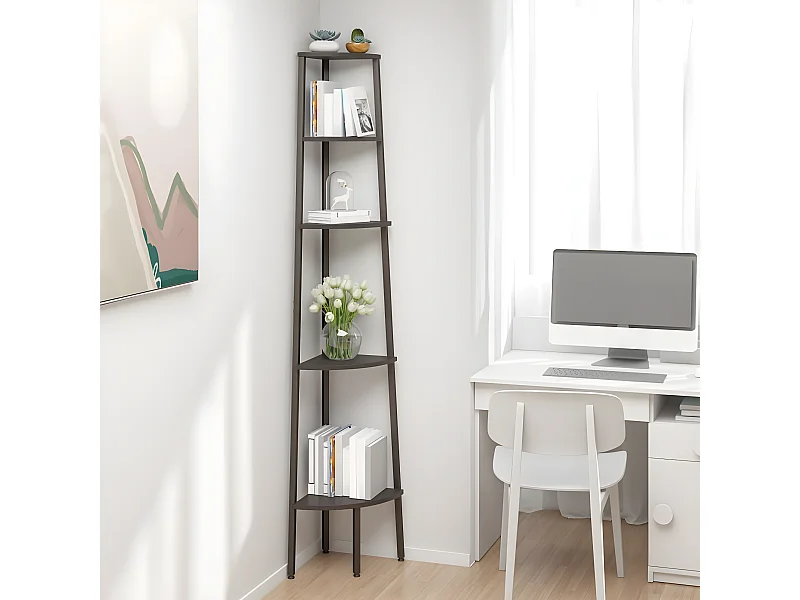 Estante canto 5 prateleiras 45,5x31,5x180 cm preto