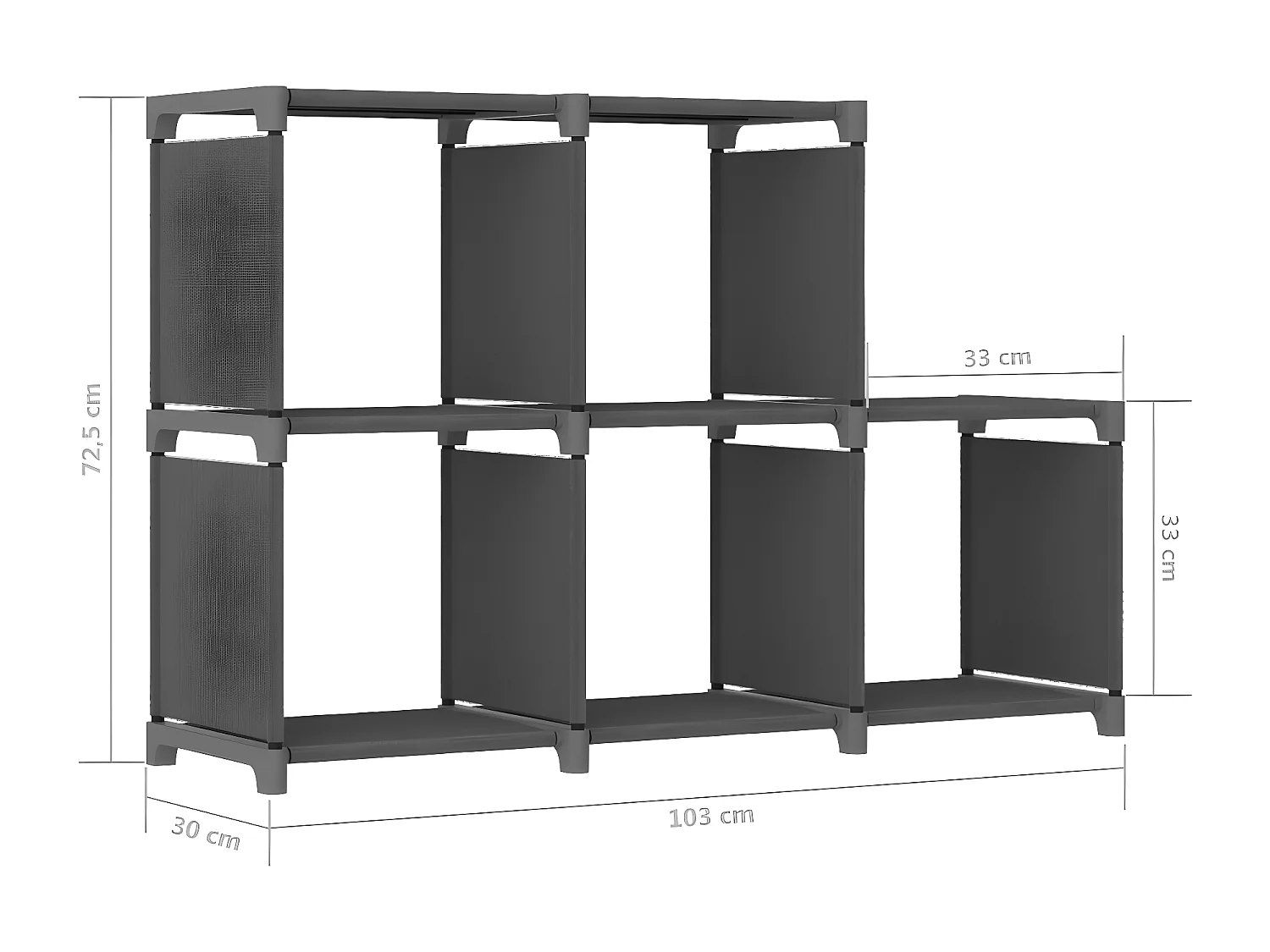 Étagère d'affichage 5 cubes Gris 103x30x72,5 cm Tissu