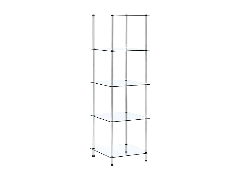 Étagère 5 niveaux Transparent 40x40x130 cm Verre trempé