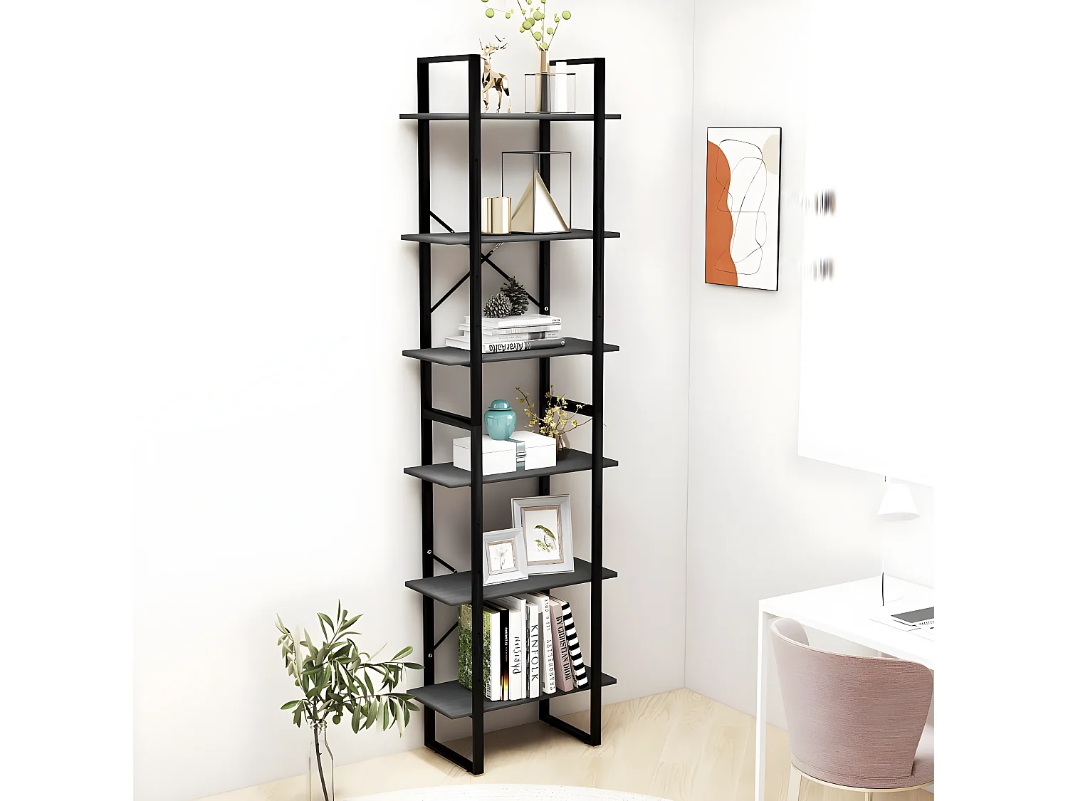 Estantería de madera maciza pino gris 60x30x210 cm