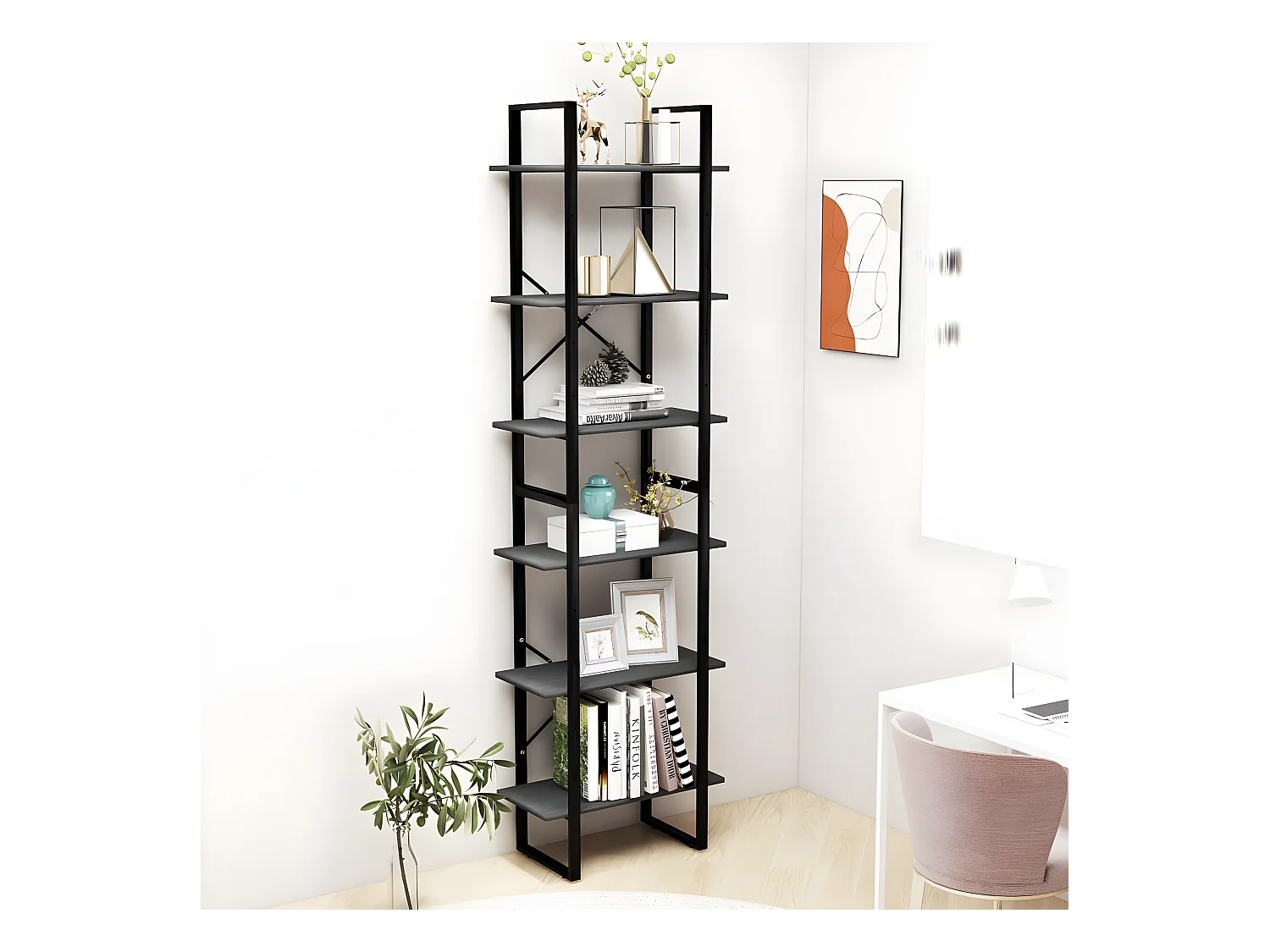 Étagère de rangement Gris 60x30x210 cm Bois de pin massif