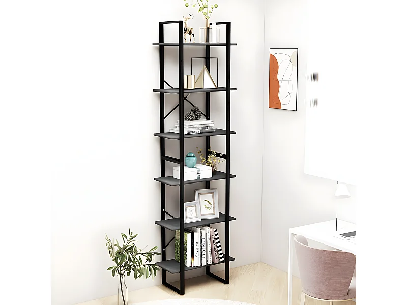 Étagère de rangement Gris 60x30x210 cm Bois de pin massif