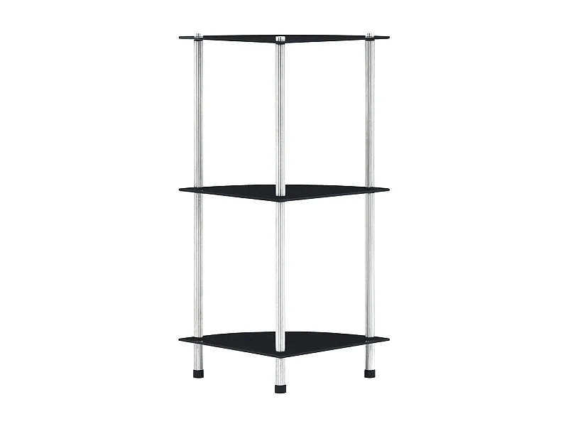 Kastje 3-laags 30x30x67 cm gehard glas zwart
