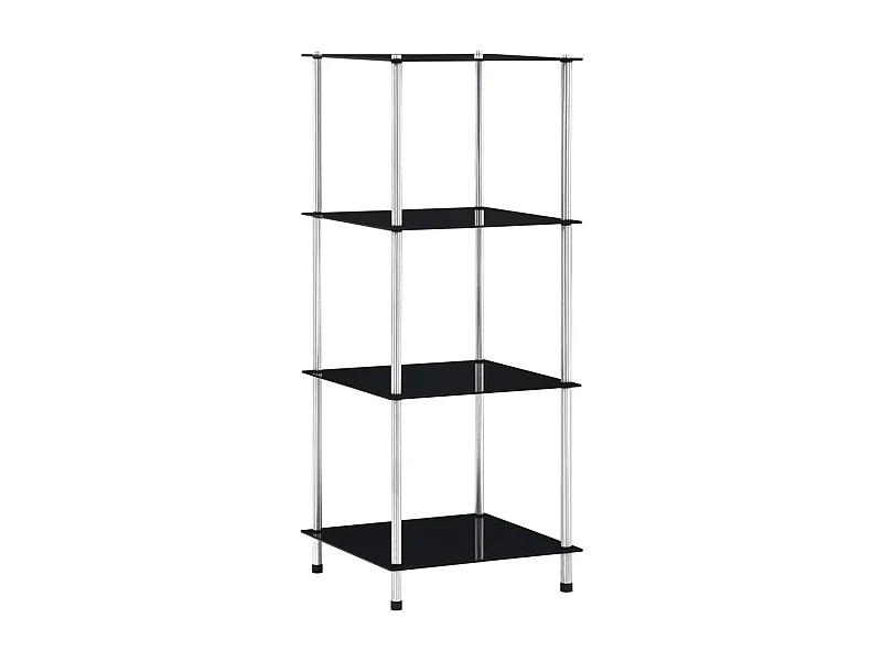 Kastje 4-laags 40x40x100 cm gehard glas zwart
