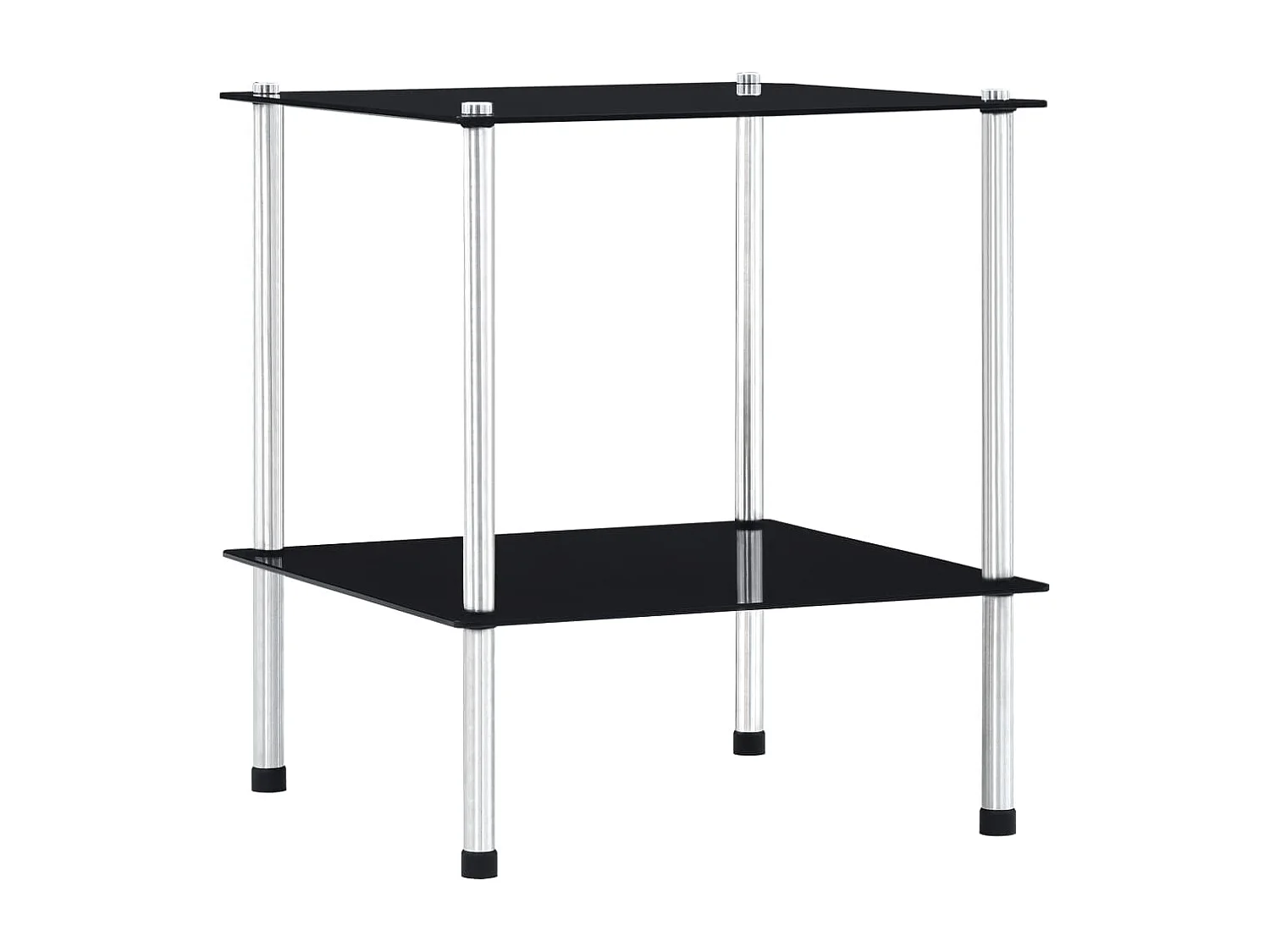 Kastje 2-laags 40x40x47 cm gehard glas zwart