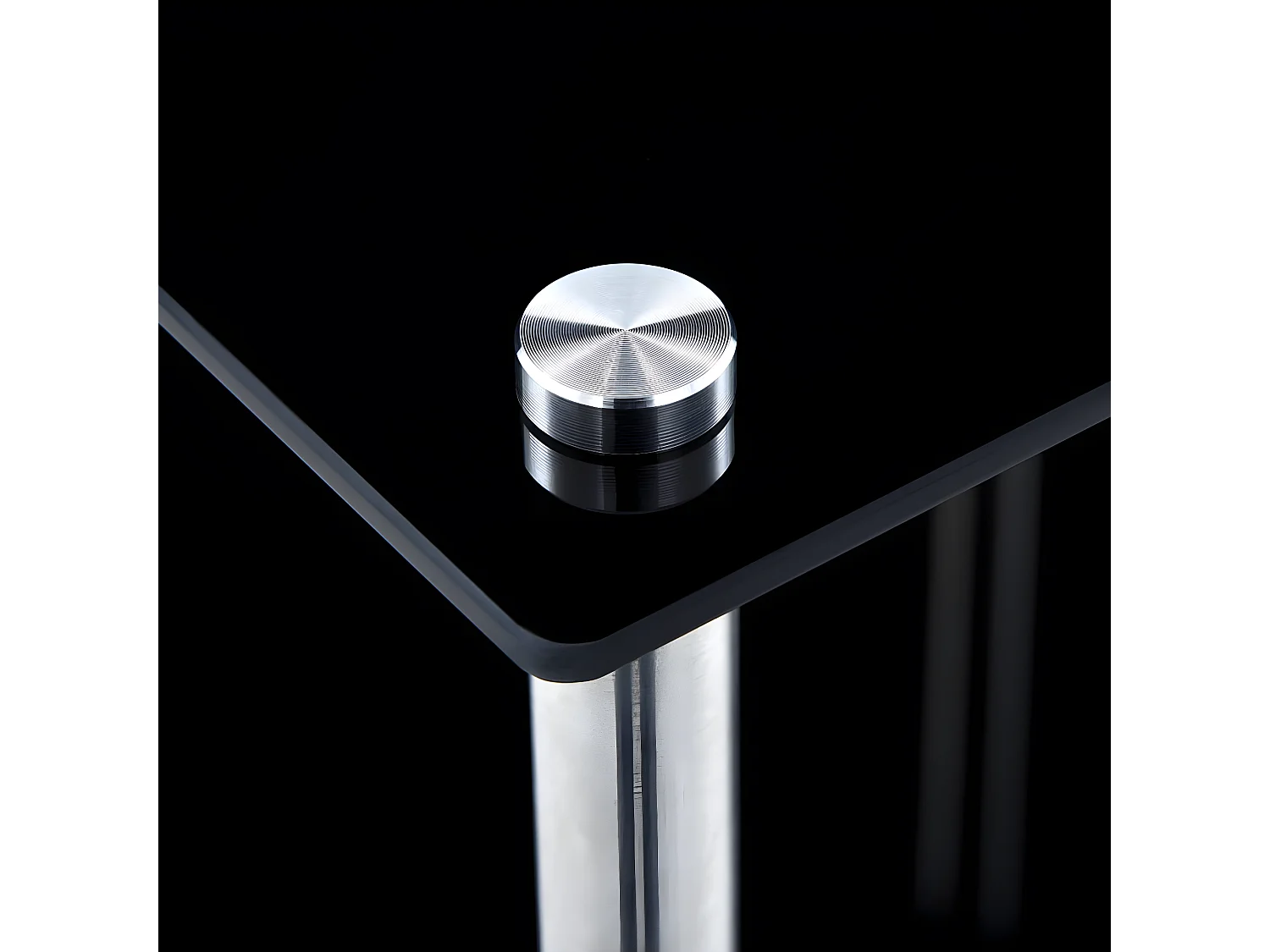 Kastje 2-laags 40x40x47 cm gehard glas zwart