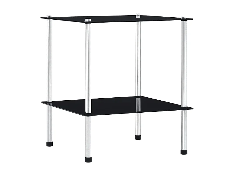 Étagère à 2 niveaux Noir 40x40x47 cm Verre trempé