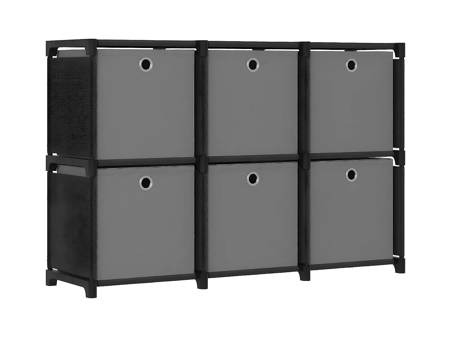 Étagère d'affichage 6 cubes et boîtes Noir 103x30x72,5 cm Tissu