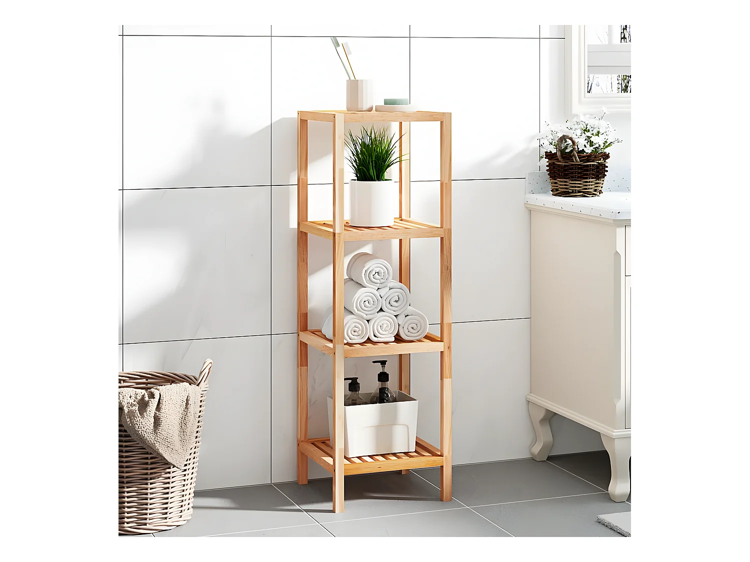 Étagère de salle de bain 36x36x112 cm Bois massif de noyer