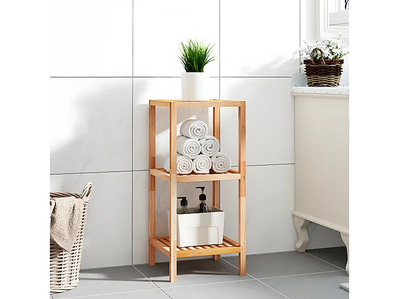 Unidade de prateleiras WC 36x36x79 cm nogueira maciça