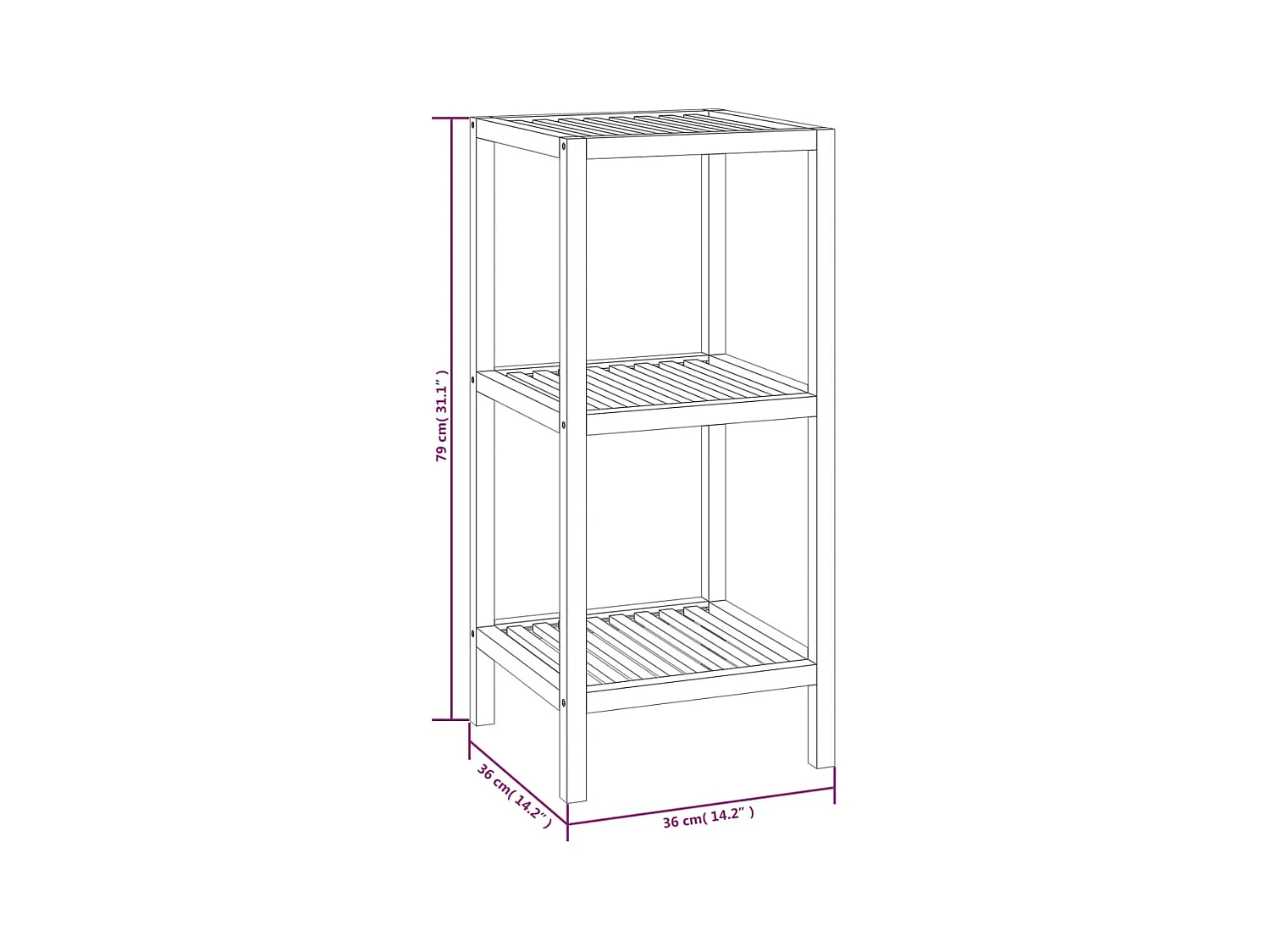 Étagère de salle de bain 36x36x79 cm Bois massif de noyer