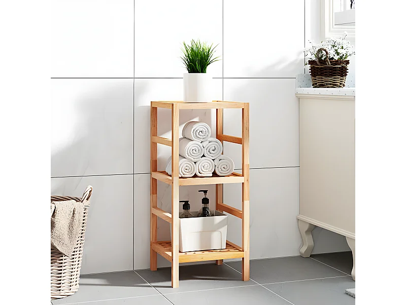 Unidade de prateleiras WC 35,5x35,5x79 cm nogueira maciça