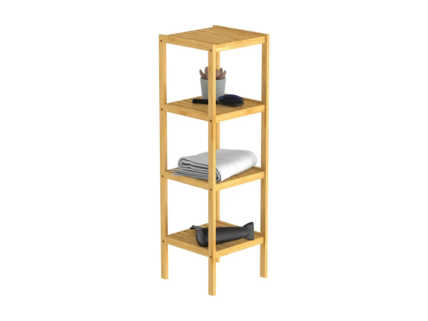 Estante de baño 4 compartimentos bambú 34x33x110 cm