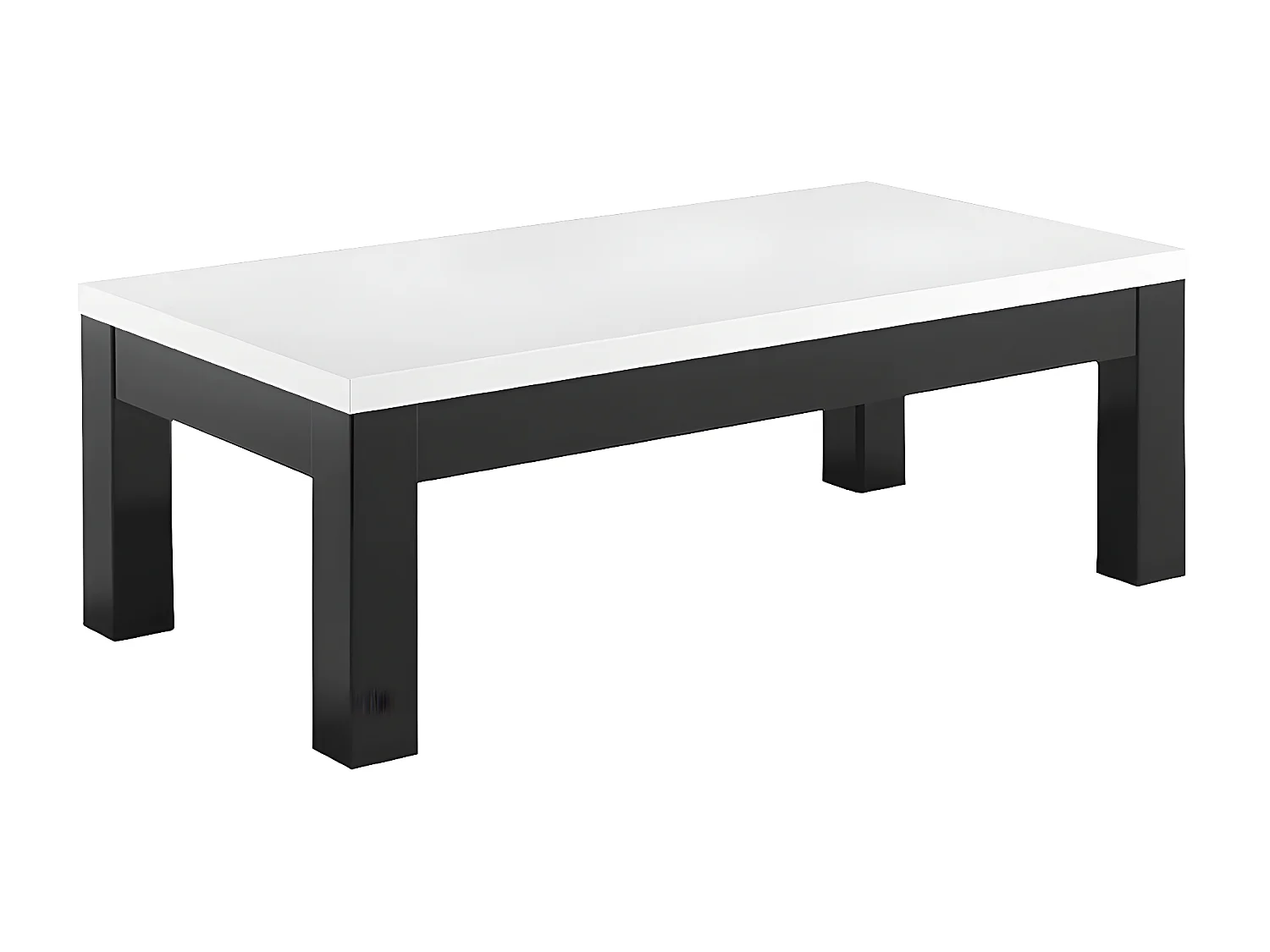 DEYTON - Ensemble Salon Laqué Noir et Blanc Meuble TV 4 Portes + Table Basse 127cm + Buffet