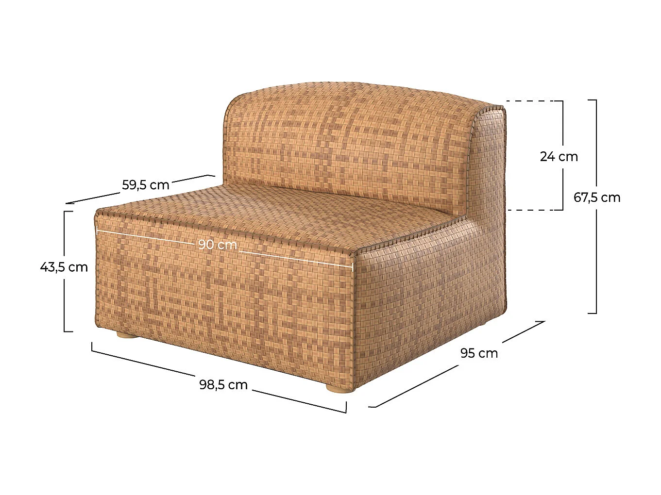 Fauteuil de jardin tressé en feuilles d'abaca synthétique - Mimo