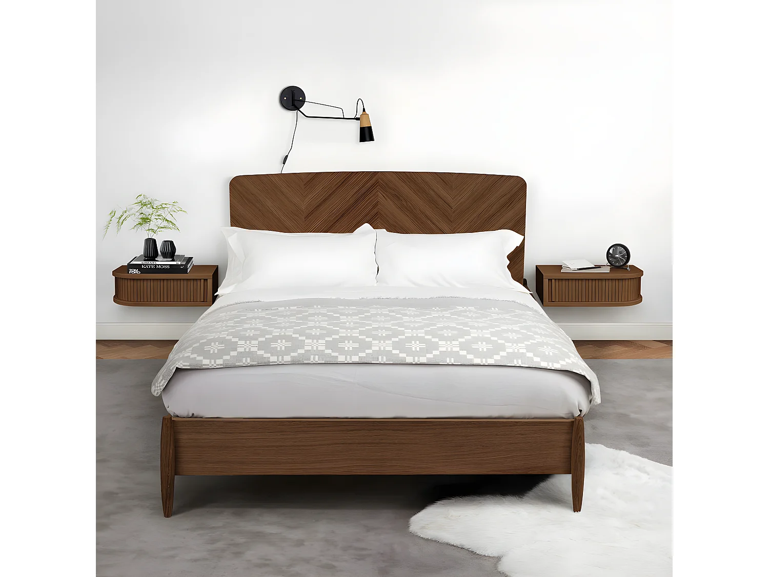 Farsta tambour - Table de chevet murale en bois - Bois foncé