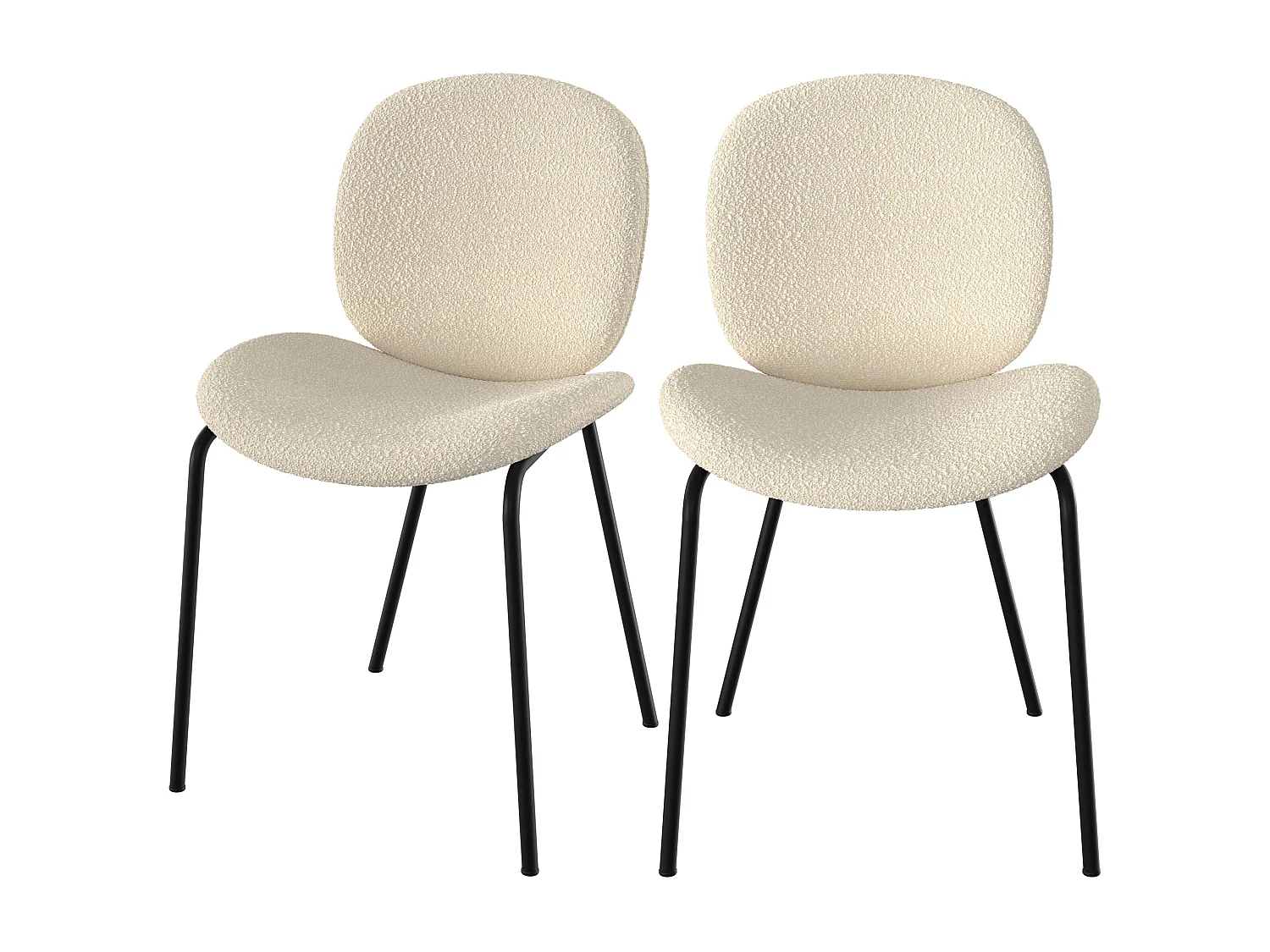 Set de 2 sillas en tejido bouclé beige y patas de metal negro - Iris