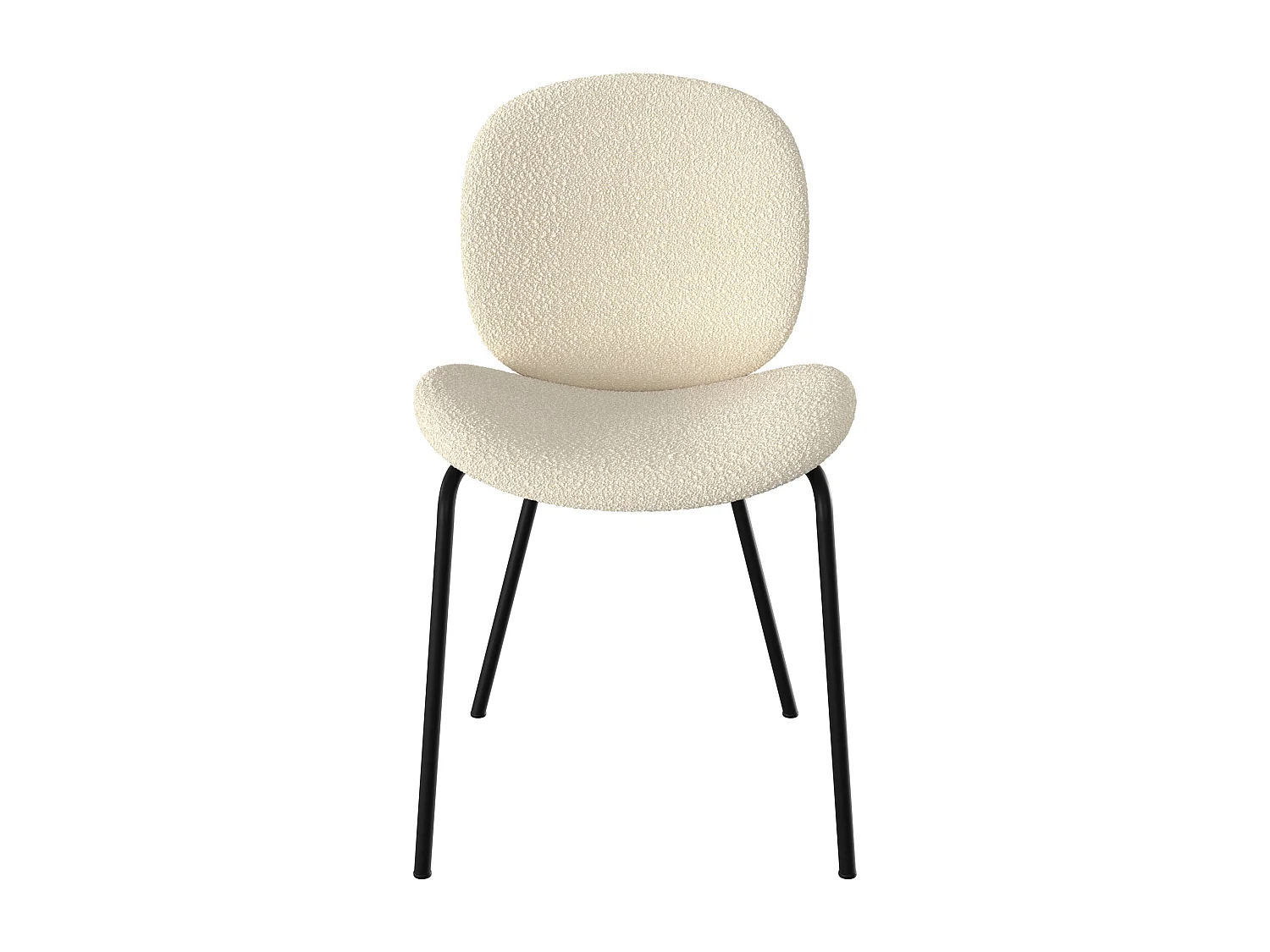 Set de 2 sillas en tejido bouclé beige y patas de metal negro - Iris