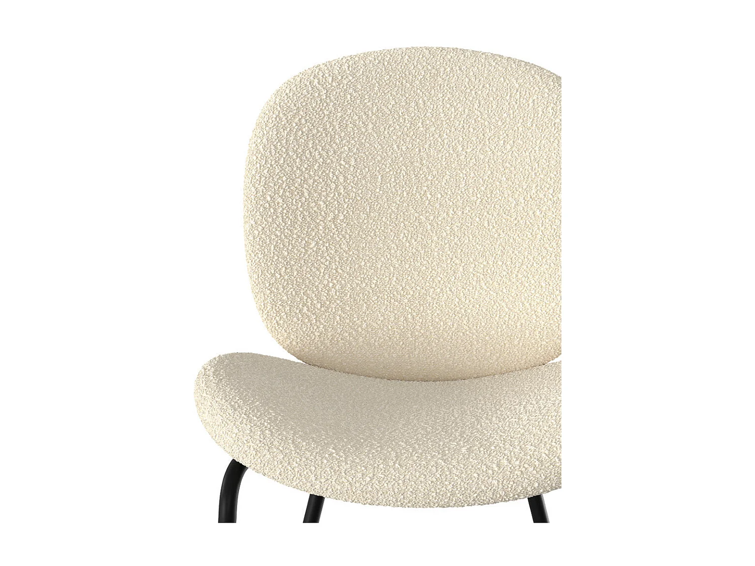 Set de 2 sillas en tejido bouclé beige y patas de metal negro - Iris