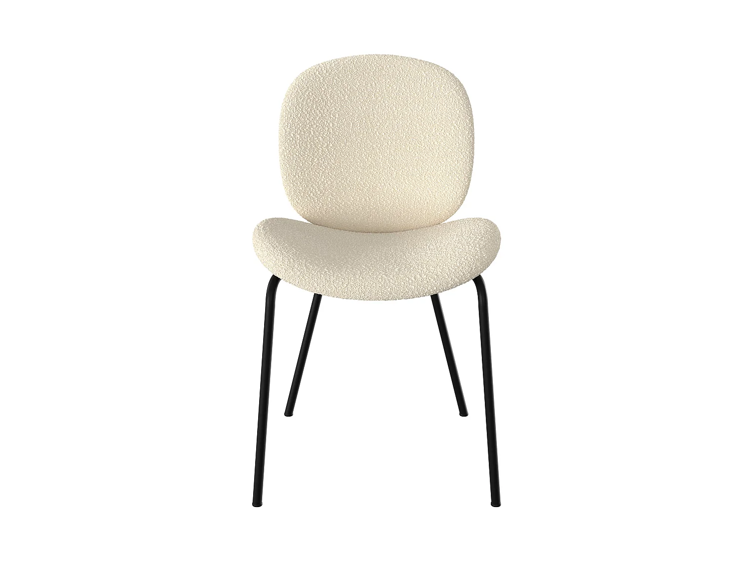 Set de 2 sillas en tejido bouclé beige y patas de metal negro - Iris