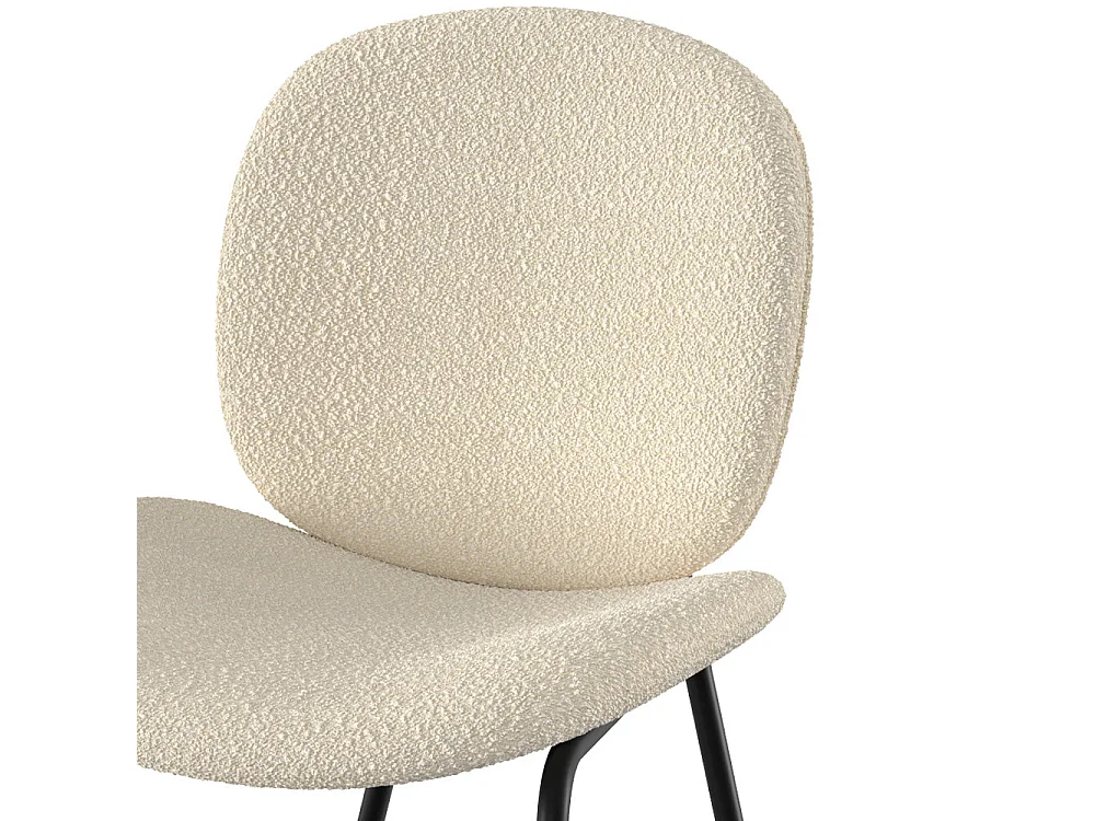 Set de 2 sillas en tejido bouclé beige y patas de metal negro - Iris