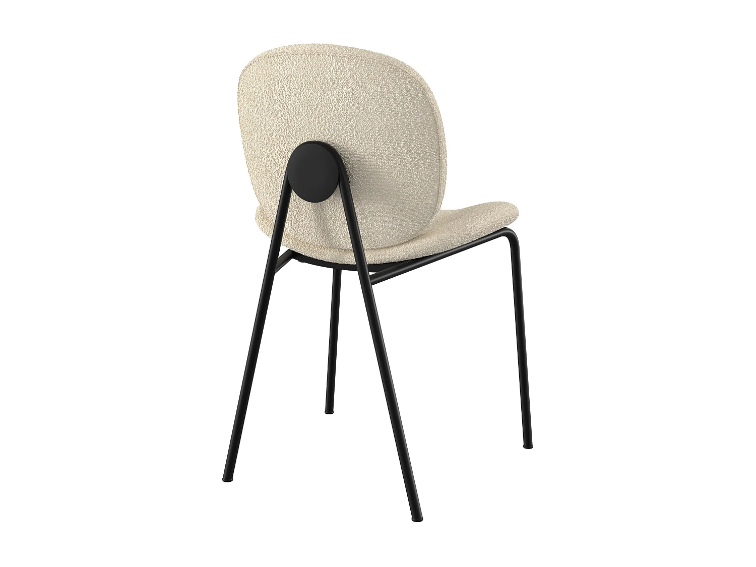 Set de 2 sillas en tejido bouclé beige y patas de metal negro - Iris