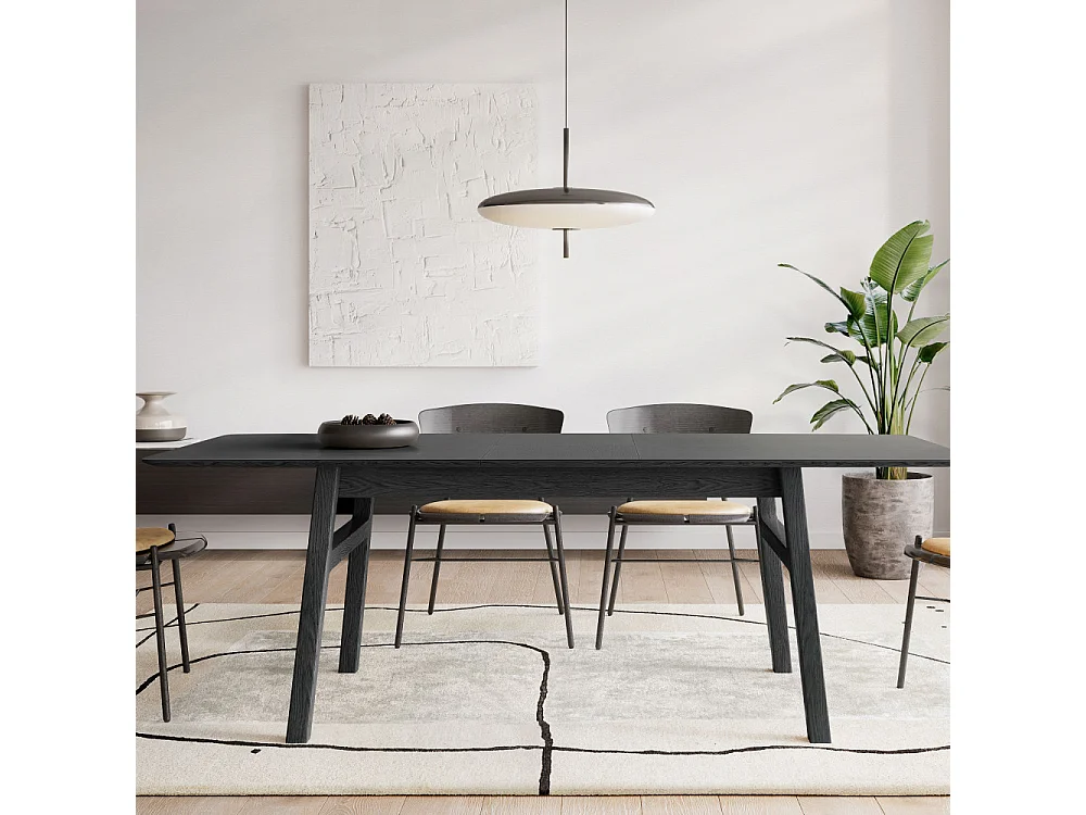 Table à Manger Extensible "Butterfly" 180-220cm Noir