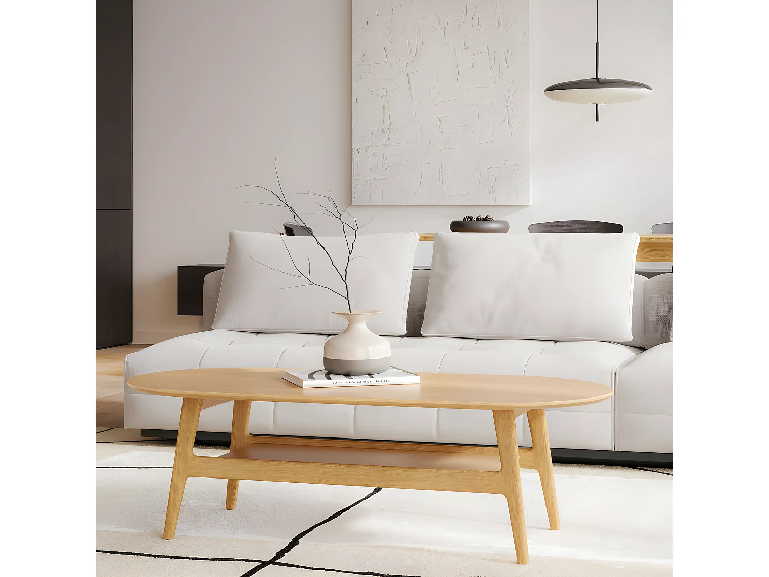 Table Basse en Bois "Courbée" 130cm Chêne