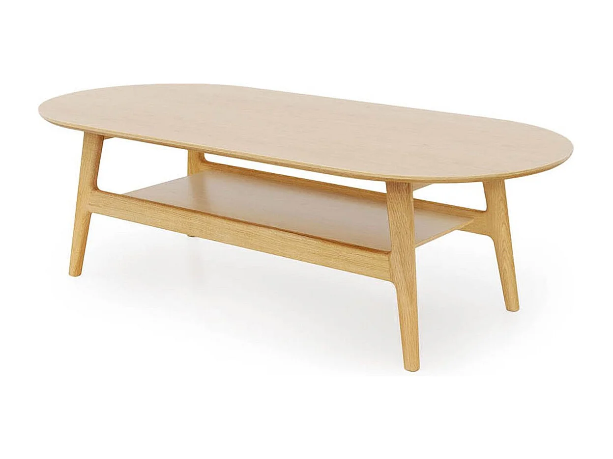 Table Basse en Bois "Courbée" 130cm Chêne