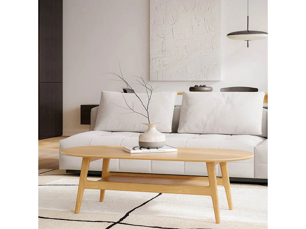 Table Basse en Bois "Courbée" 130cm Chêne