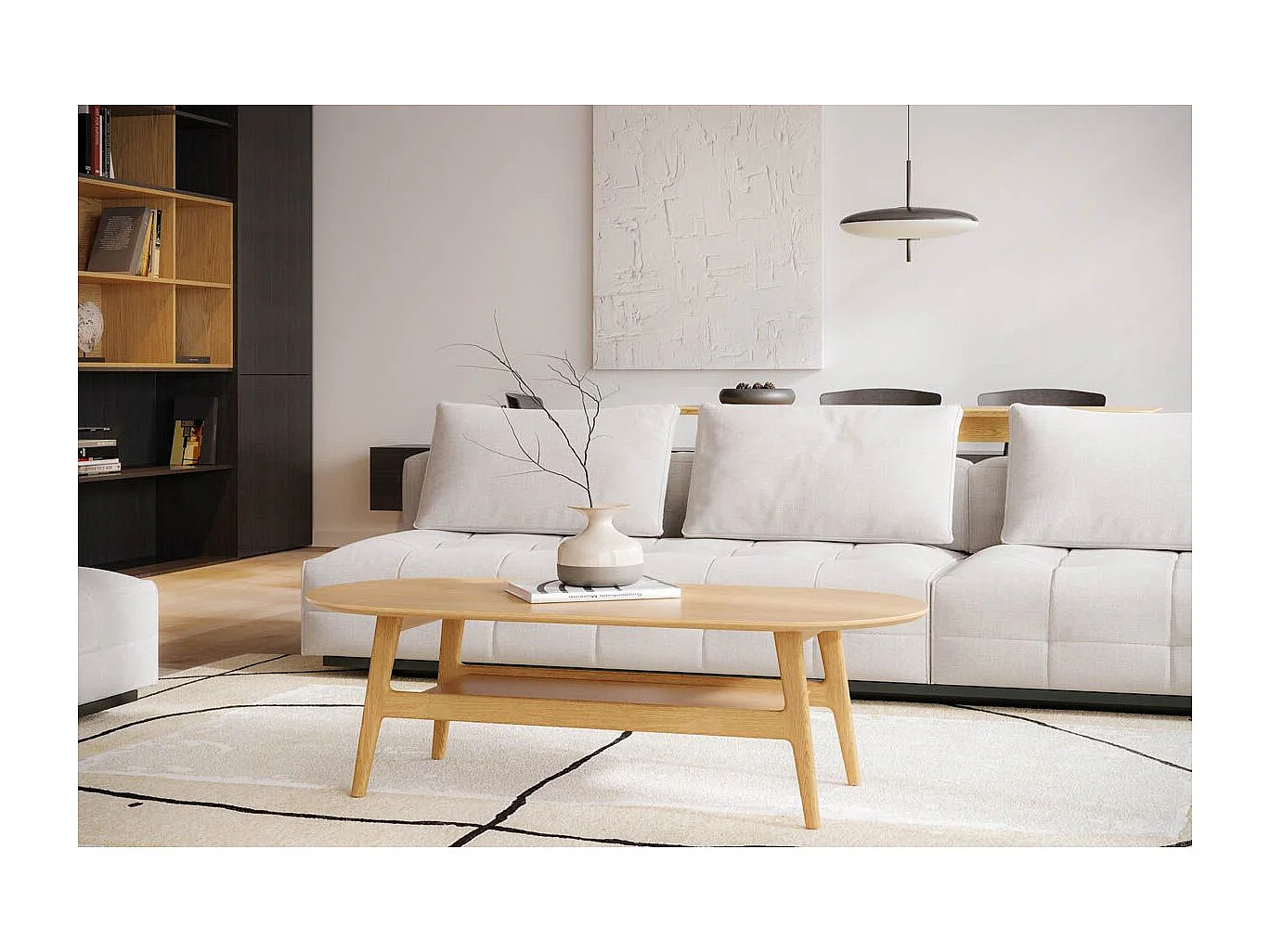 Table Basse en Bois "Courbée" 130cm Chêne