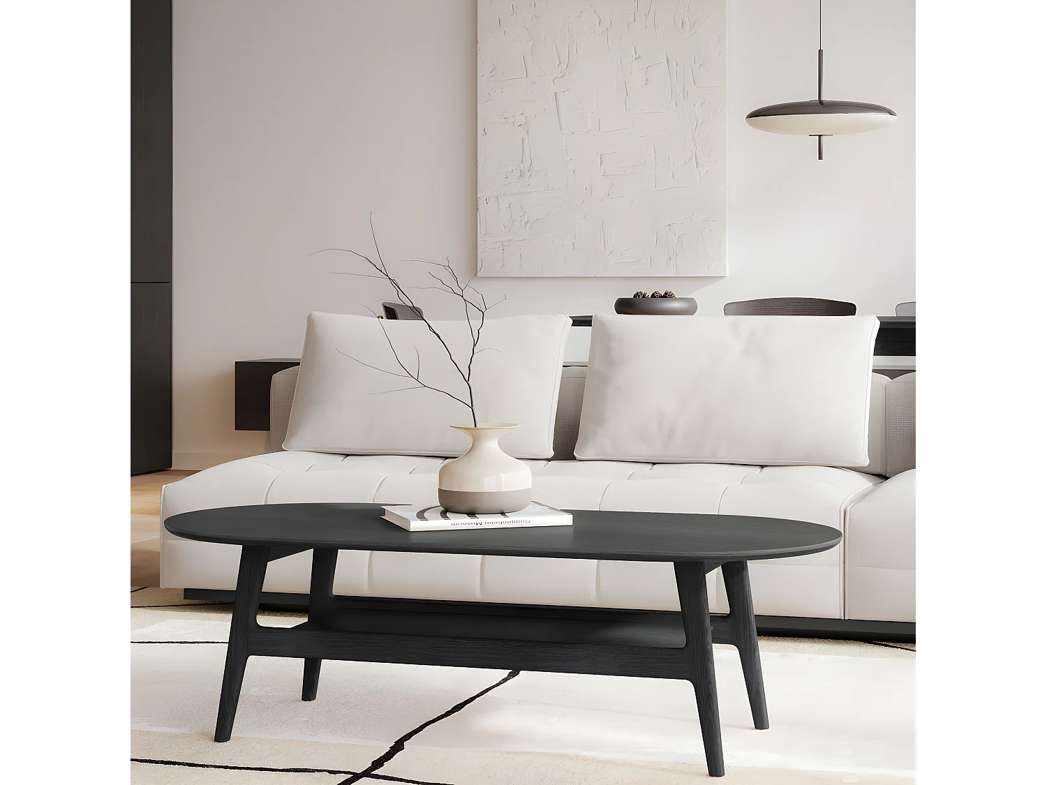 Table Basse en Bois "Courbée" 130cm Noir