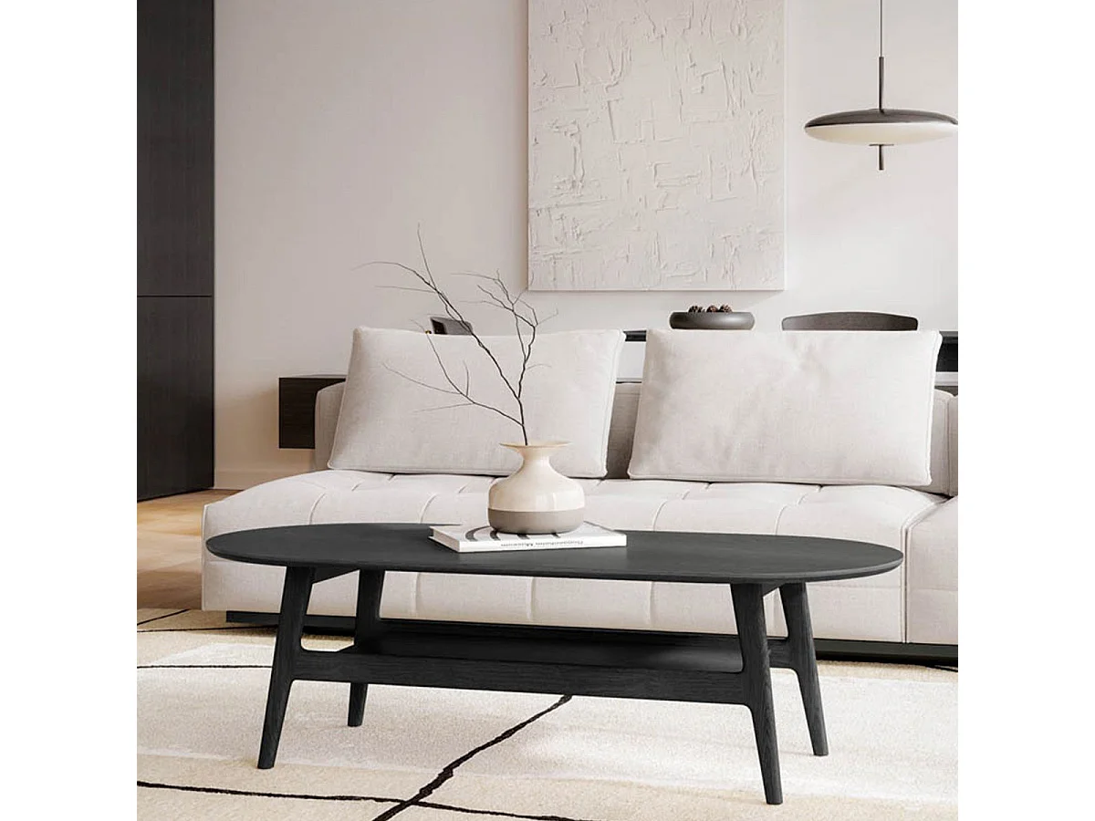 Table Basse en Bois "Courbée" 130cm Noir