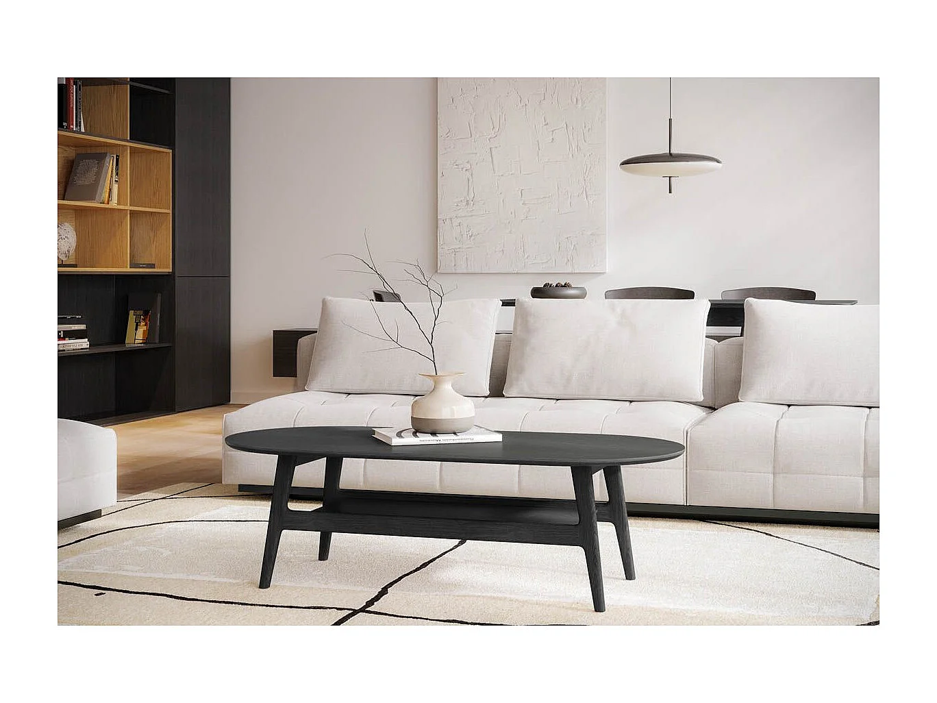 Table Basse en Bois "Courbée" 130cm Noir