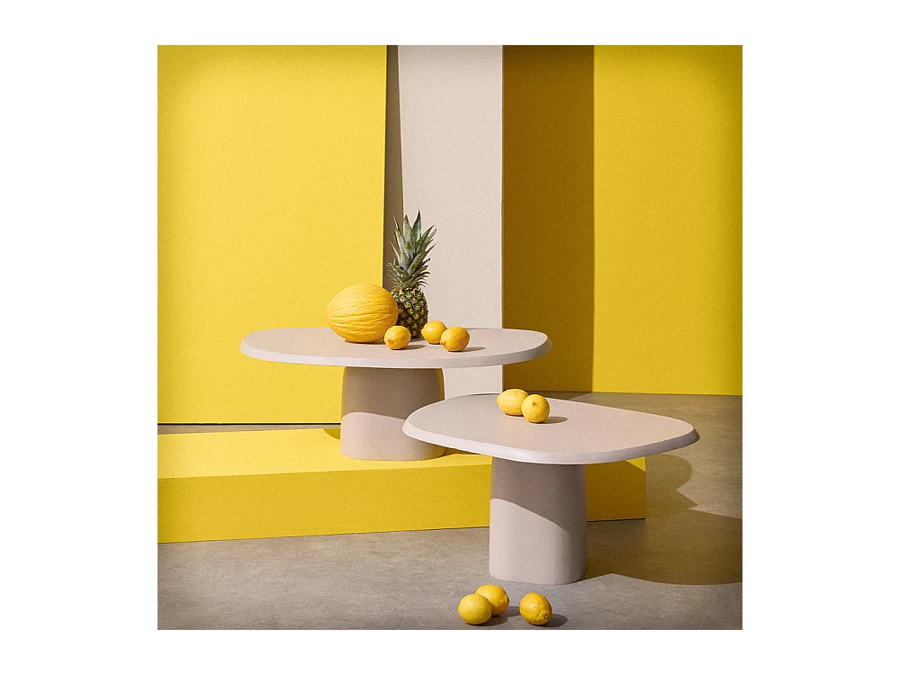 Lecce - Table basse en aluminium 71x57cm - Beige