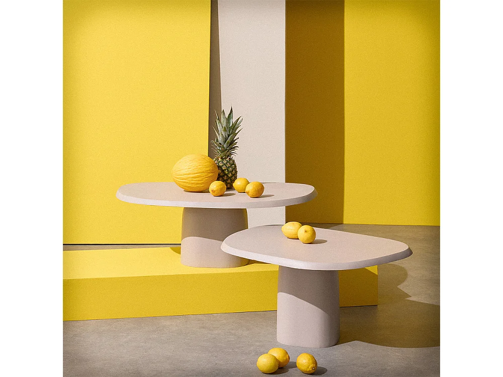 Lecce - Table basse en aluminium 71x57cm - Beige