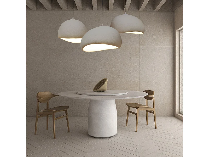 Lustre polyester suspension géométrique scandinave 60x35cm