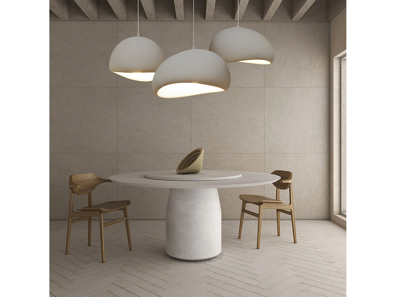 Lustre polyester suspension géométrique scandinave 60x35cm