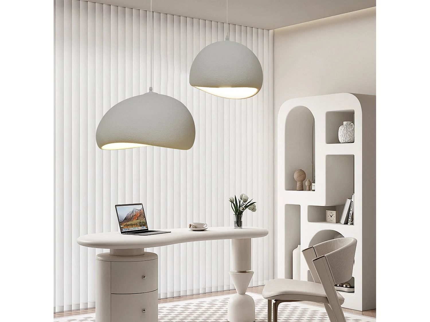 Lustre polyester suspension géométrique scandinave 60x35cm