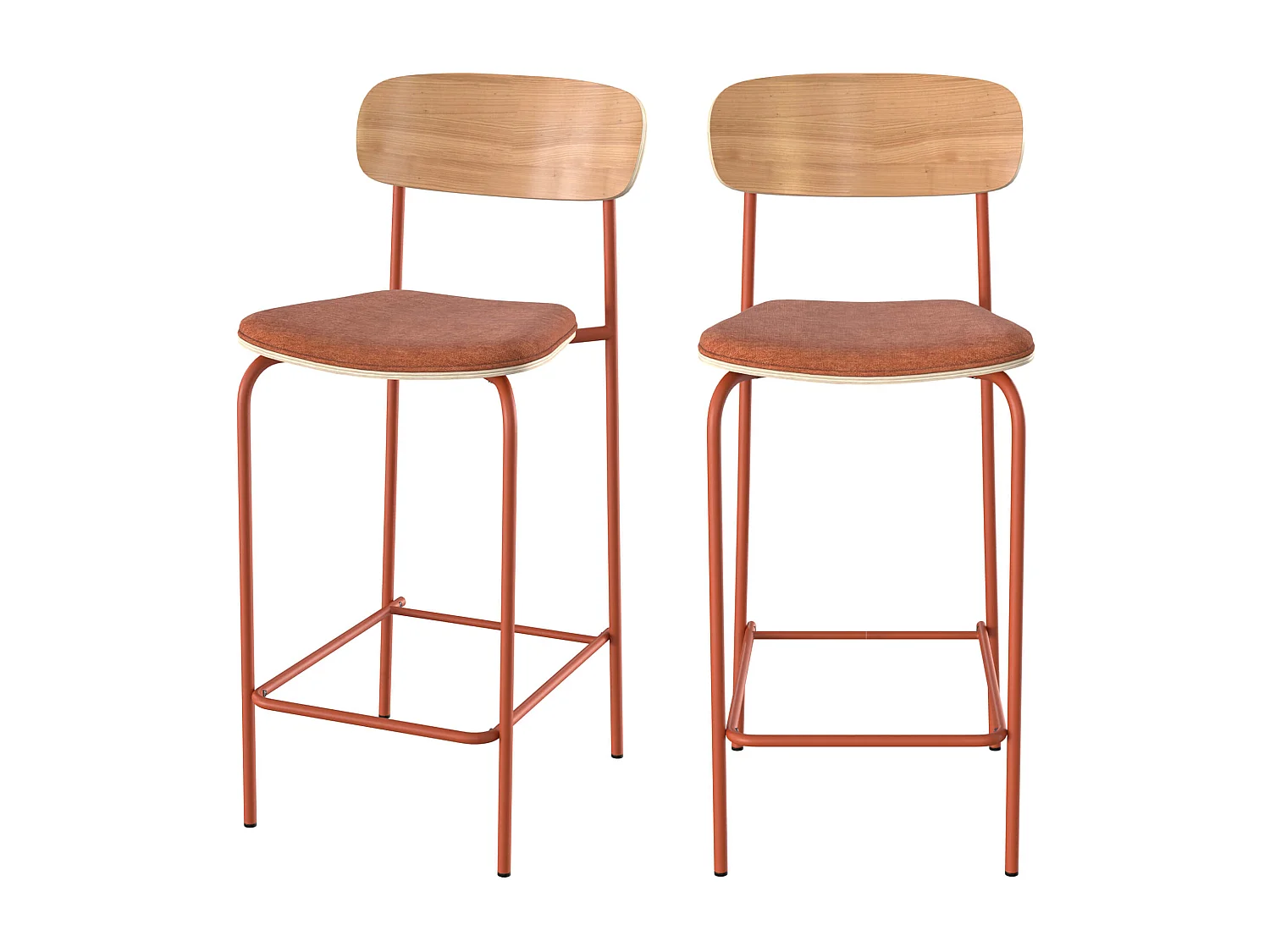 Set de 2 sillas para isla central en tela terracota 65 cm - Alba