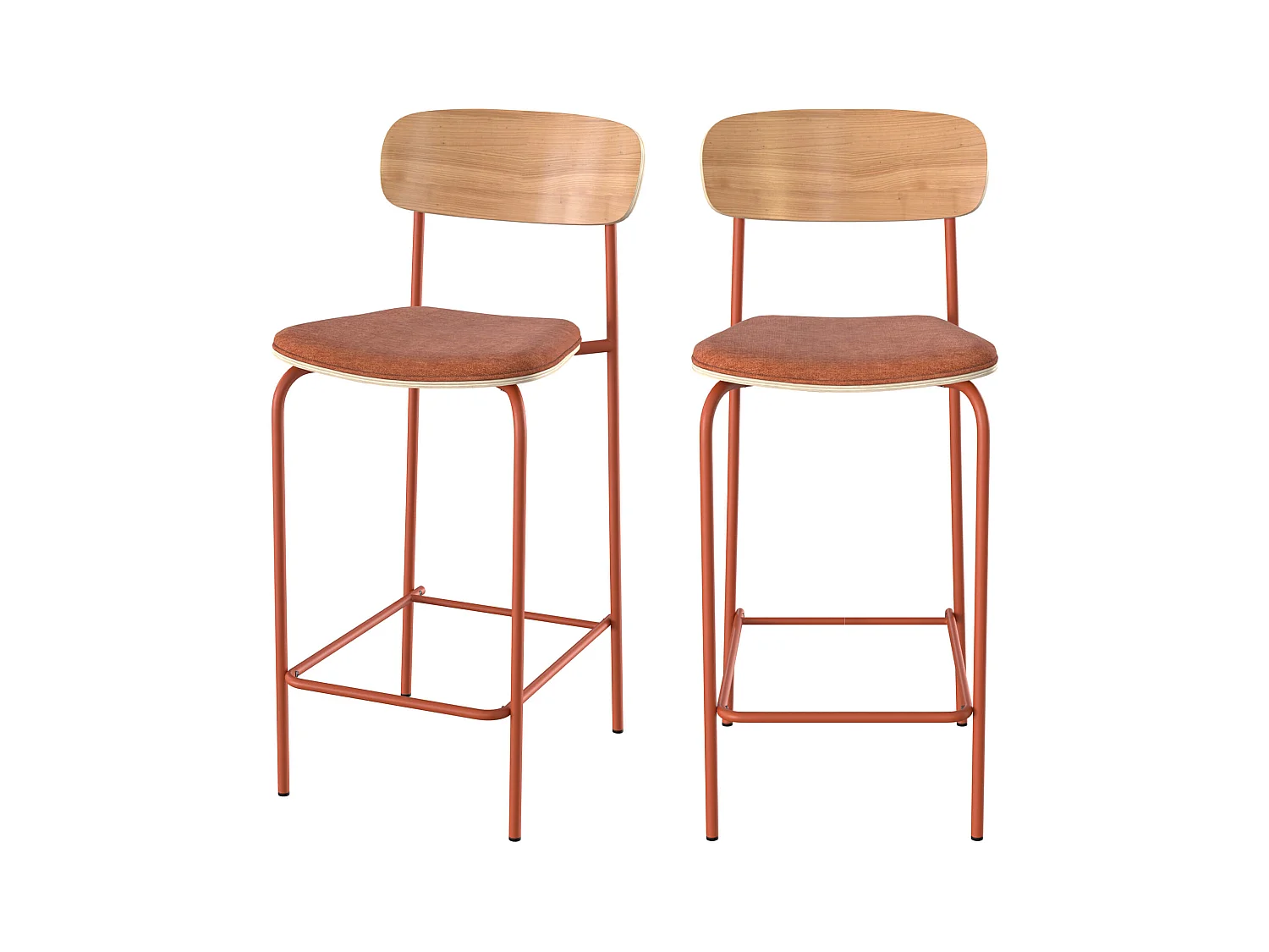 Set di 2 sedie da bar in tessuto terracotta 65 cm - Alba