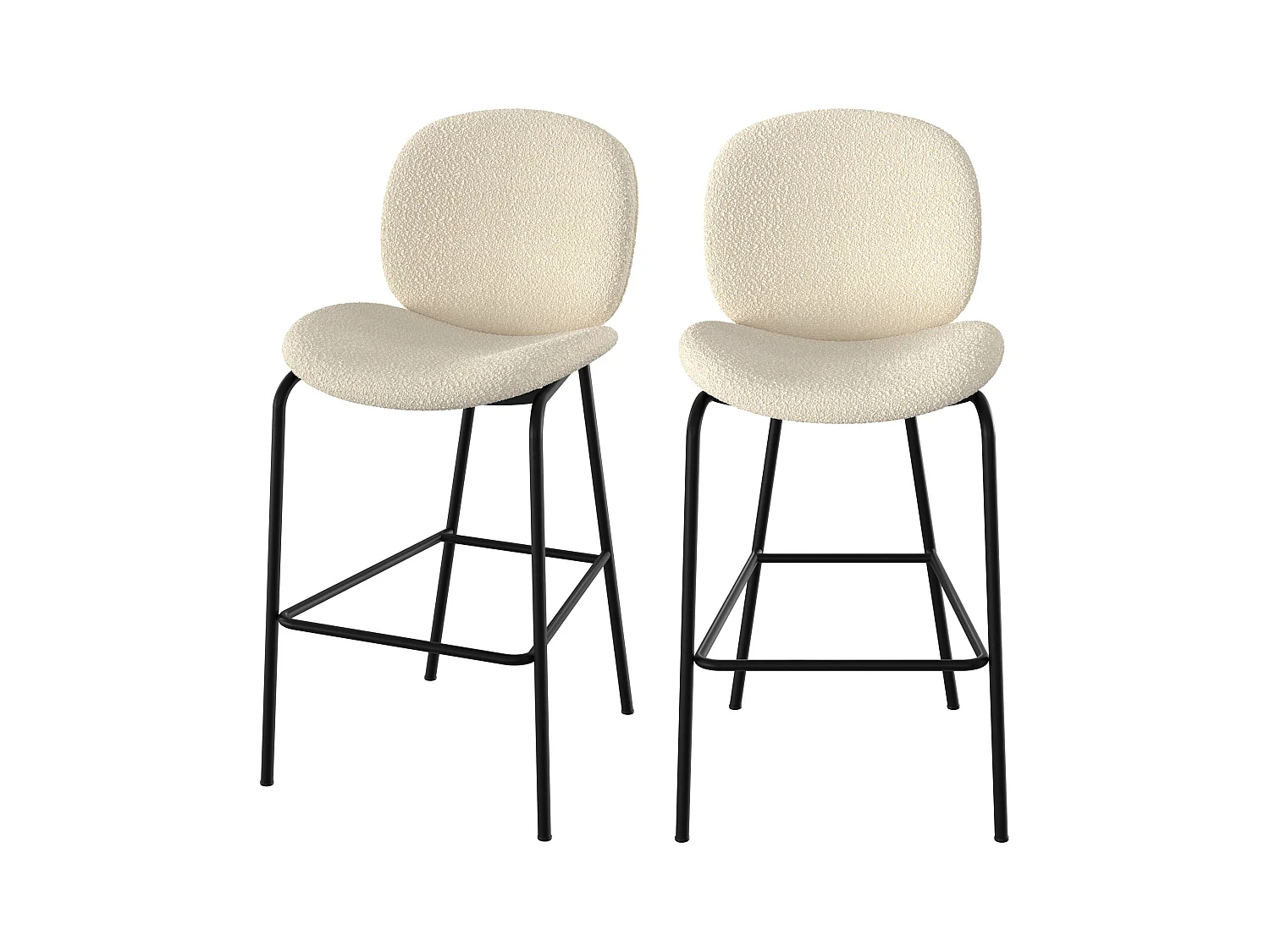 Set de 2 sillas para isla central en tejido bouclé beige 65,5 cm - Iris