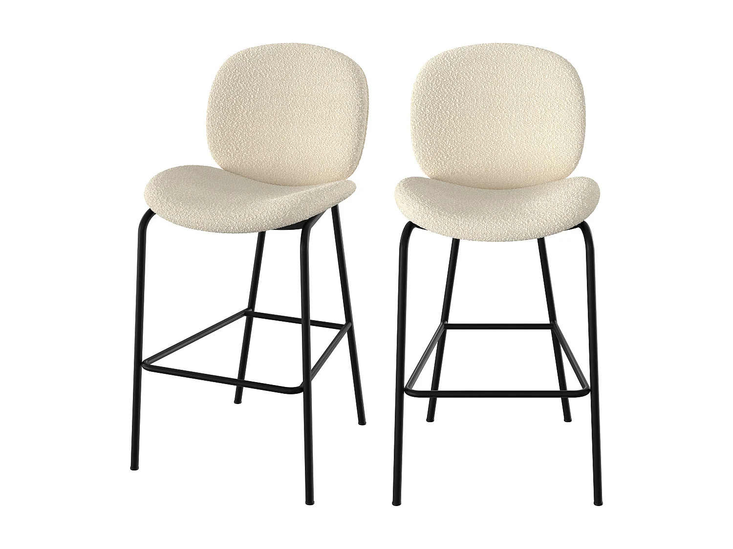 Set di 2 sedie per isola centrale in tessuto bouclé beige 65,5 cm - Iris