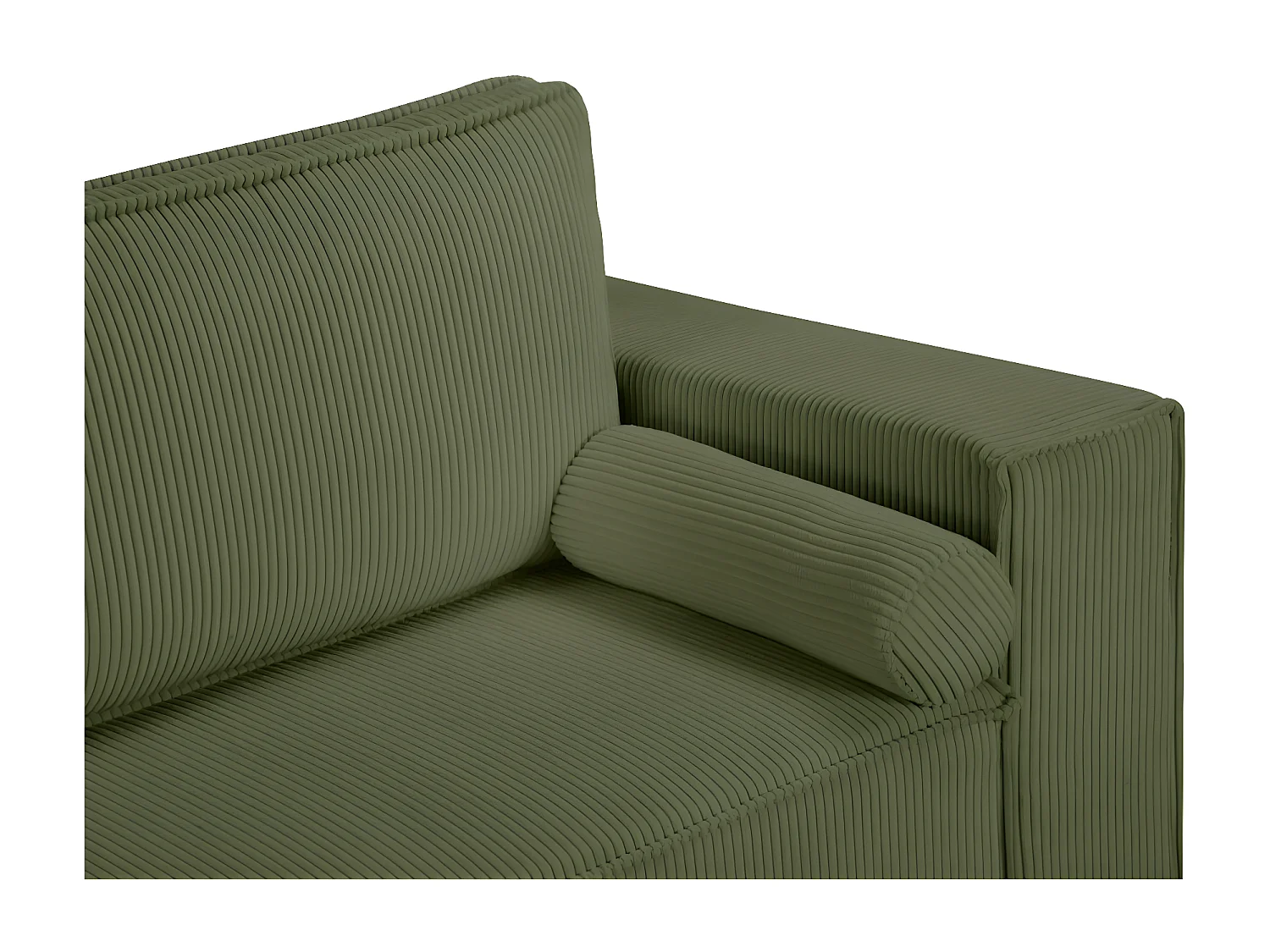 Canapé panoramique 5 places Clarence convertible avec coffre en velours côtelé - Vert foncé - L322 x P161 x H87cm - Loungitude